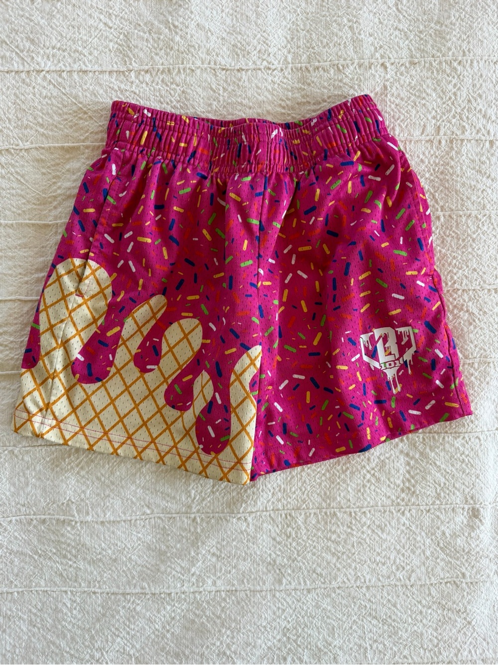 BBL101 Boys Pink Ice Cream Shorts with Waffle Detail (S)
